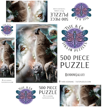 Cosmic Howling Wolf in a Lunar Storm - Random Galaxy 500 Jigsaw Puzzle box 3D Modell