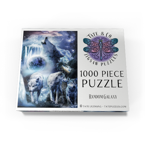 Waterfall Wolf Howling Beside the Moonlight Falls - Random Galaxy 1000 Jigsaw Puzzle box view3