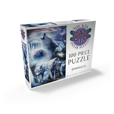 Waterfall Wolf Howling Beside the Moonlight Falls - Random Galaxy 100 Jigsaw Puzzle box view2