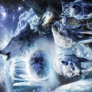 Waterfall Wolf Howling Beside the Moonlight Falls - Random Galaxy 100 Jigsaw Puzzle 3D Modell