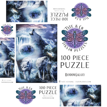 Waterfall Wolf Howling Beside the Moonlight Falls - Random Galaxy 100 Jigsaw Puzzle box 3D Modell
