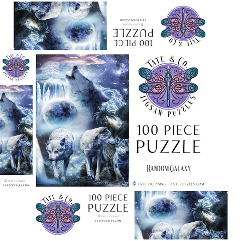 Waterfall Wolf Howling Beside the Moonlight Falls - Random Galaxy 100 Jigsaw Puzzle box 3D Modell