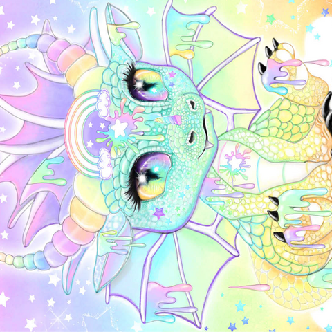 Sweet Pastel Lil Dragon - Sheena Pike 100 Jigsaw Puzzle 3D Modell