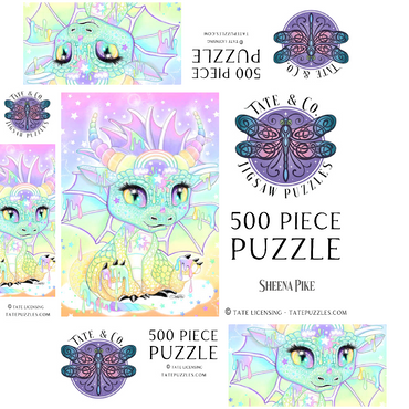 Sweet Pastel Lil Dragon - Sheena Pike 500 Jigsaw Puzzle box 3D Modell