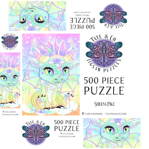 Sweet Pastel Lil Dragon - Sheena Pike 500 Jigsaw Puzzle box 3D Modell