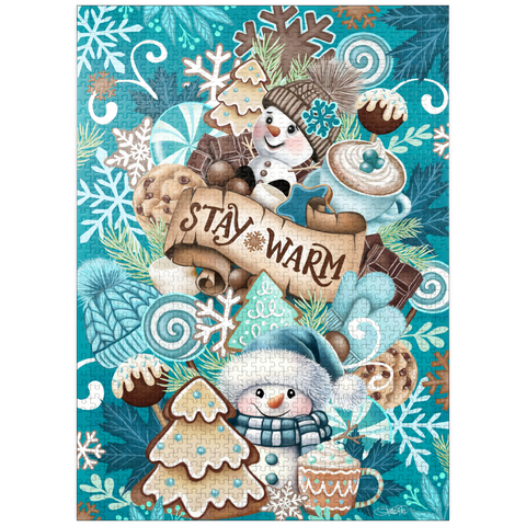 puzzleplate Sweet Snowman Christmas Stack - Sheena Pike 1000 Jigsaw Puzzle