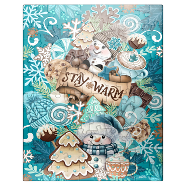 puzzleplate Sweet Snowman Christmas Stack - Sheena Pike 100 Jigsaw Puzzle