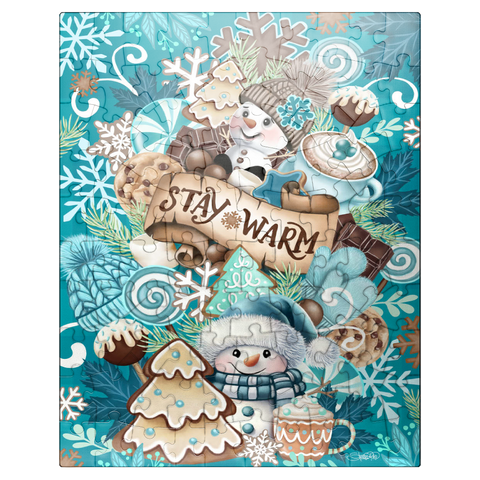 puzzleplate Sweet Snowman Christmas Stack - Sheena Pike 100 Jigsaw Puzzle