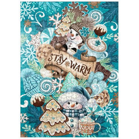 puzzleplate Sweet Snowman Christmas Stack - Sheena Pike 500 Jigsaw Puzzle