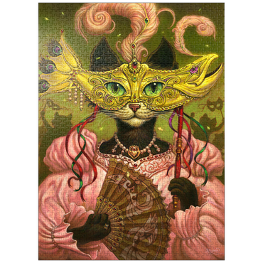 puzzleplate Incatneato Mardi Gras Cat - Jeff Haynie 1000 Jigsaw Puzzle