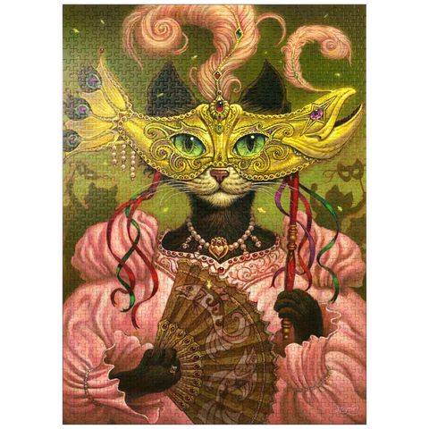 puzzleplate Incatneato Mardi Gras Cat - Jeff Haynie 1000 Jigsaw Puzzle