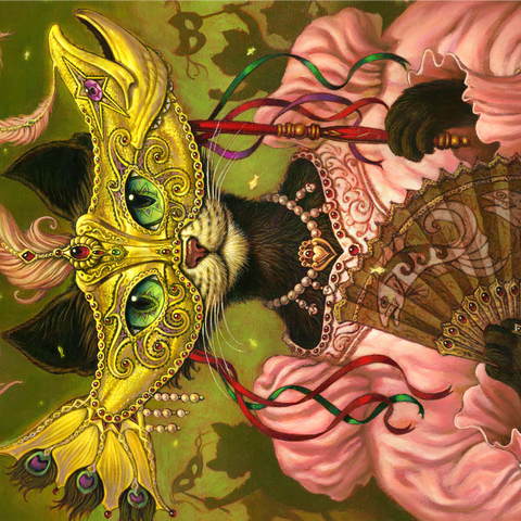 Incatneato Mardi Gras Cat - Jeff Haynie 1000 Jigsaw Puzzle 3D Modell