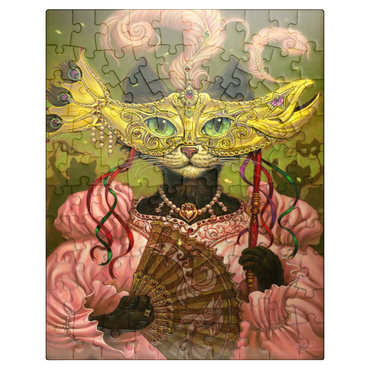puzzleplate Incatneato Mardi Gras Cat - Jeff Haynie 100 Jigsaw Puzzle