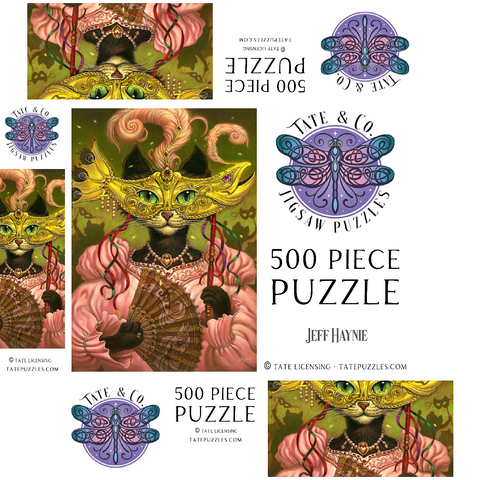 Incatneato Mardi Gras Cat - Jeff Haynie 500 Jigsaw Puzzle box 3D Modell