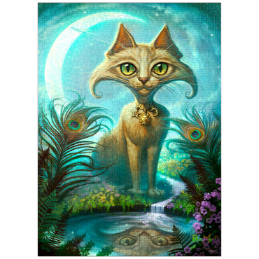 puzzleplate Reflections Cat Green Reflection Pool - Jeff Haynie 1000 Jigsaw Puzzle
