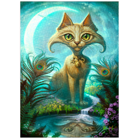 puzzleplate Reflections Cat Green Reflection Pool - Jeff Haynie 1000 Jigsaw Puzzle