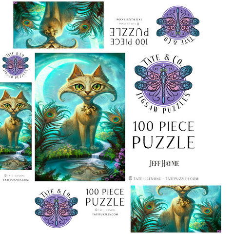 Reflections Cat Green Reflection Pool - Jeff Haynie 100 Jigsaw Puzzle box 3D Modell