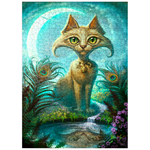 puzzleplate Reflections Cat Green Reflection Pool - Jeff Haynie 500 Jigsaw Puzzle