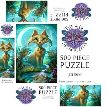 Reflections Cat Green Reflection Pool - Jeff Haynie 500 Jigsaw Puzzle box 3D Modell