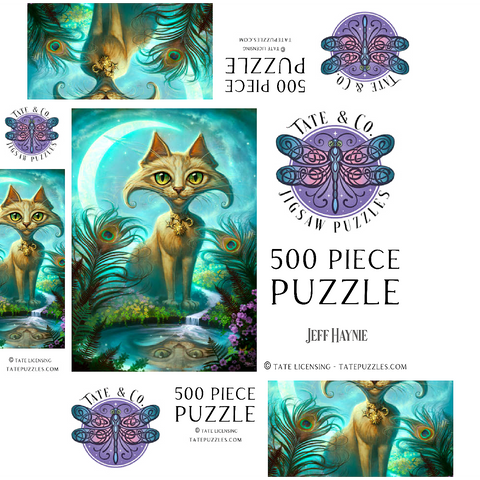 Reflections Cat Green Reflection Pool - Jeff Haynie 500 Jigsaw Puzzle box 3D Modell