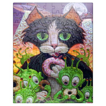 puzzleplate Cats Aliens And Donuts - Jeff Haynie 100 Jigsaw Puzzle