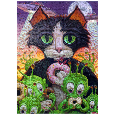 puzzleplate Cats Aliens And Donuts - Jeff Haynie 500 Jigsaw Puzzle