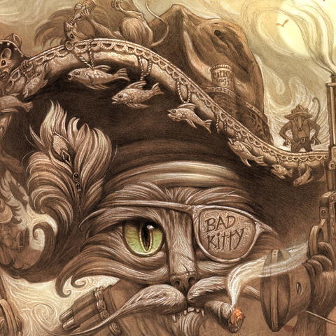 El Gato Loco Bandito Cat - Jeff Haynie 1000 Jigsaw Puzzle 3D Modell