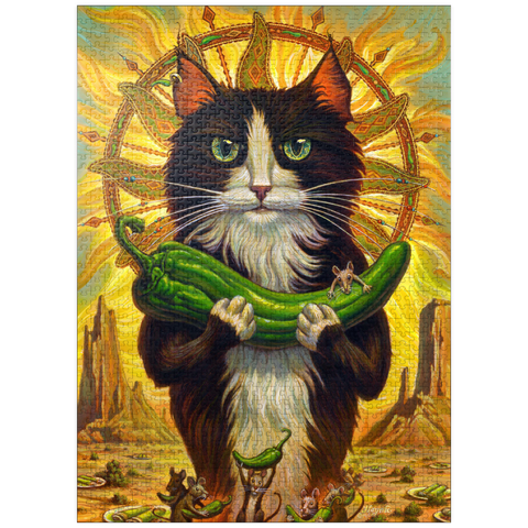 puzzleplate Green Chile Cat - Jeff Haynie 1000 Jigsaw Puzzle