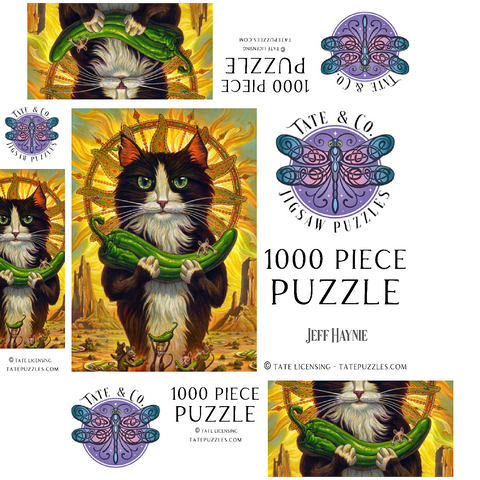 Green Chile Cat - Jeff Haynie 1000 Jigsaw Puzzle box 3D Modell