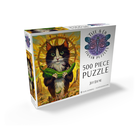 Green Chile Cat - Jeff Haynie 500 Jigsaw Puzzle box view2
