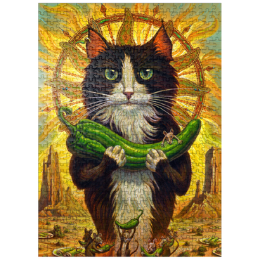 puzzleplate Green Chile Cat - Jeff Haynie 500 Jigsaw Puzzle
