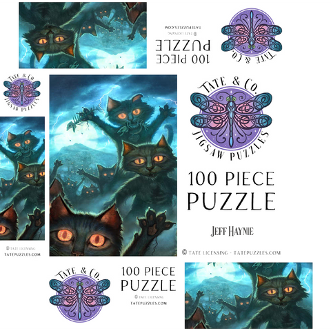 Zombie Cats - Jeff Haynie 100 Jigsaw Puzzle box 3D Modell