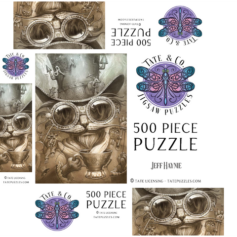 Steampunk Cat Daddy - Jeff Haynie 500 Jigsaw Puzzle box 3D Modell