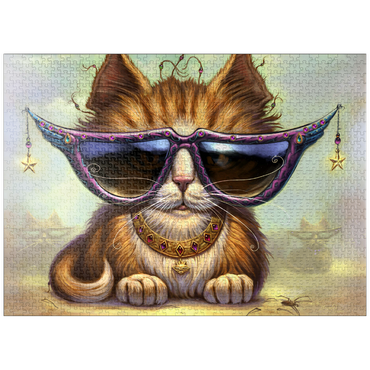 puzzleplate Just Be Sunglasses Cool Cat - Jeff Haynie 1000 Jigsaw Puzzle