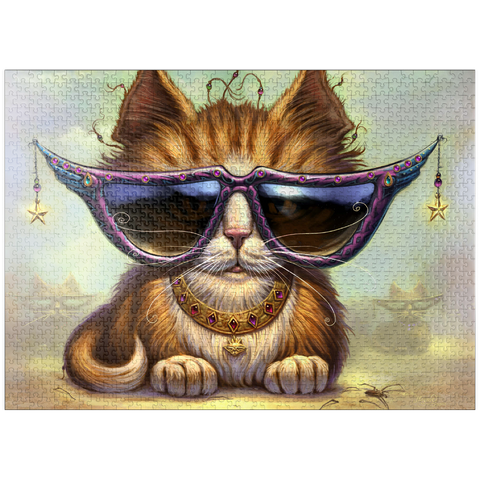 puzzleplate Just Be Sunglasses Cool Cat - Jeff Haynie 1000 Jigsaw Puzzle