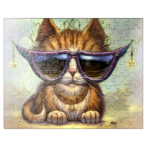 puzzleplate Just Be Sunglasses Cool Cat - Jeff Haynie 100 Jigsaw Puzzle