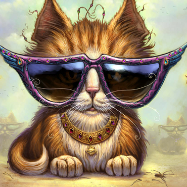 Just Be Sunglasses Cool Cat - Jeff Haynie 100 Jigsaw Puzzle 3D Modell