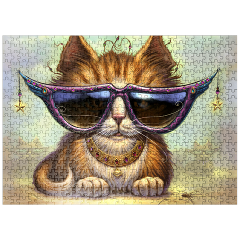 puzzleplate Just Be Sunglasses Cool Cat - Jeff Haynie 500 Jigsaw Puzzle