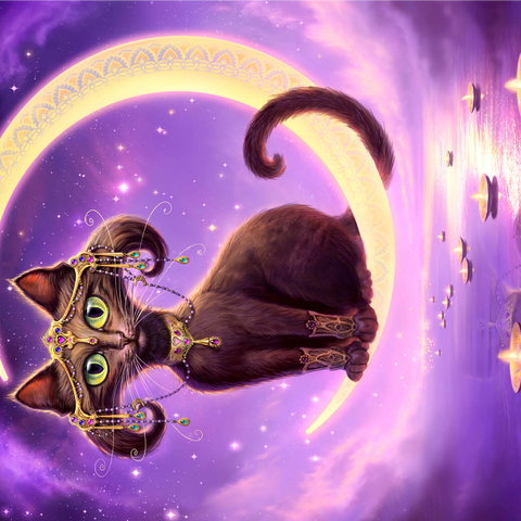 Luna Crescent Moon Cat - Jeff Haynie 1000 Jigsaw Puzzle 3D Modell