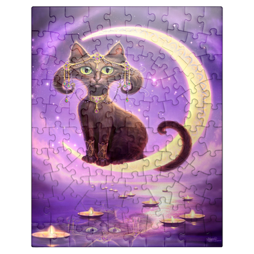 puzzleplate Luna Crescent Moon Cat - Jeff Haynie 100 Jigsaw Puzzle