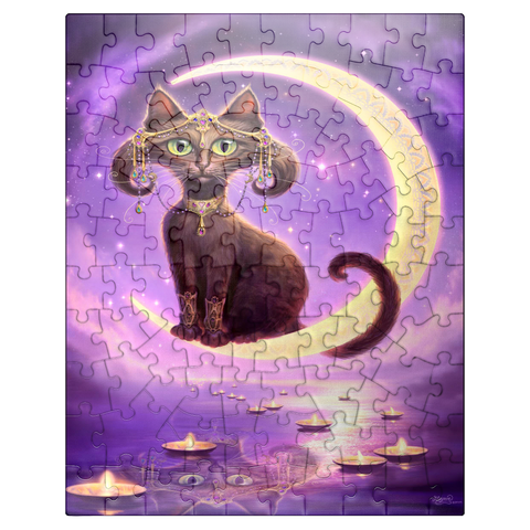 puzzleplate Luna Crescent Moon Cat - Jeff Haynie 100 Jigsaw Puzzle