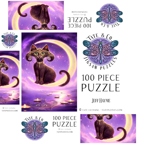 Luna Crescent Moon Cat - Jeff Haynie 100 Jigsaw Puzzle box 3D Modell