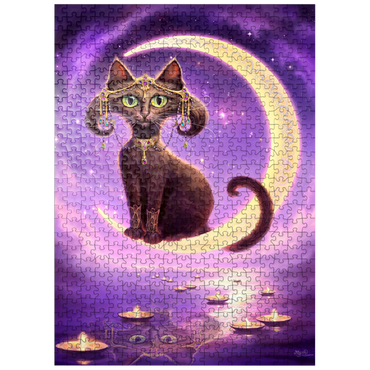 puzzleplate Luna Crescent Moon Cat - Jeff Haynie 500 Jigsaw Puzzle