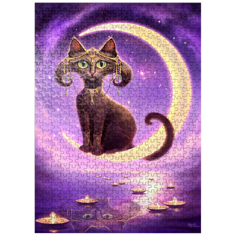 puzzleplate Luna Crescent Moon Cat - Jeff Haynie 500 Jigsaw Puzzle