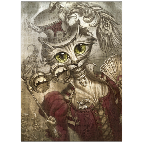 puzzleplate Lady Steam Steampunk Cat - Jeff Haynie 1000 Jigsaw Puzzle