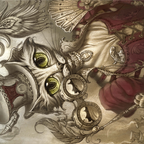 Lady Steam Steampunk Cat - Jeff Haynie 1000 Jigsaw Puzzle 3D Modell