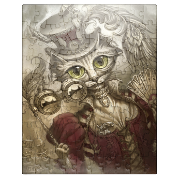 puzzleplate Lady Steam Steampunk Cat - Jeff Haynie 100 Jigsaw Puzzle