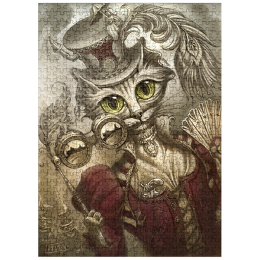 puzzleplate Lady Steam Steampunk Cat - Jeff Haynie 500 Jigsaw Puzzle