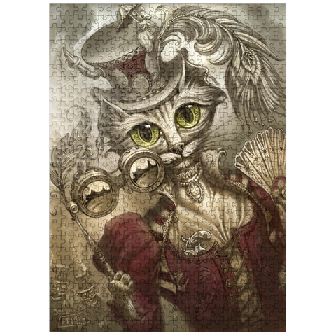 puzzleplate Lady Steam Steampunk Cat - Jeff Haynie 500 Jigsaw Puzzle