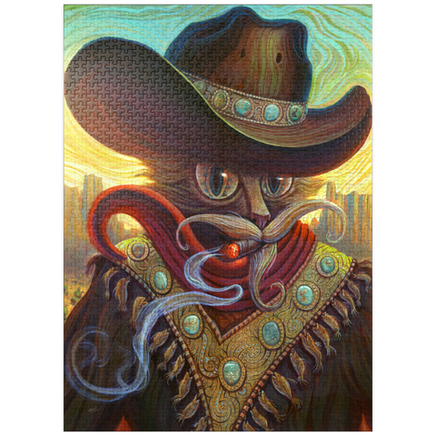 puzzleplate Turquoise Kid Cowboy Cat - Jeff Haynie 1000 Jigsaw Puzzle